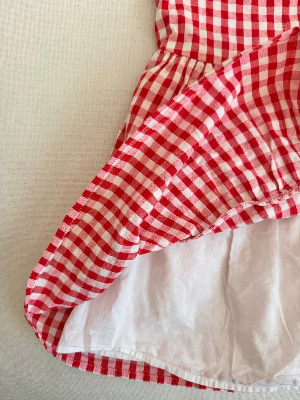 GAP Red & White Gingham Ruffle-Strap Sundress - like new